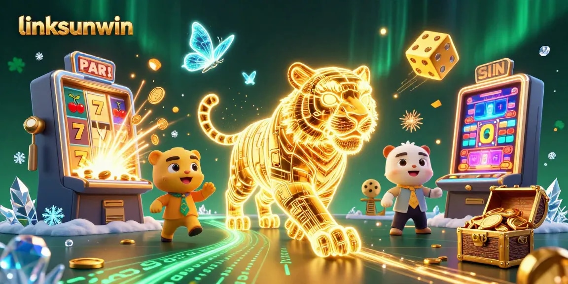 Win big at linksunwin with an exciting scene of a neon tiger in a dynamic casino!