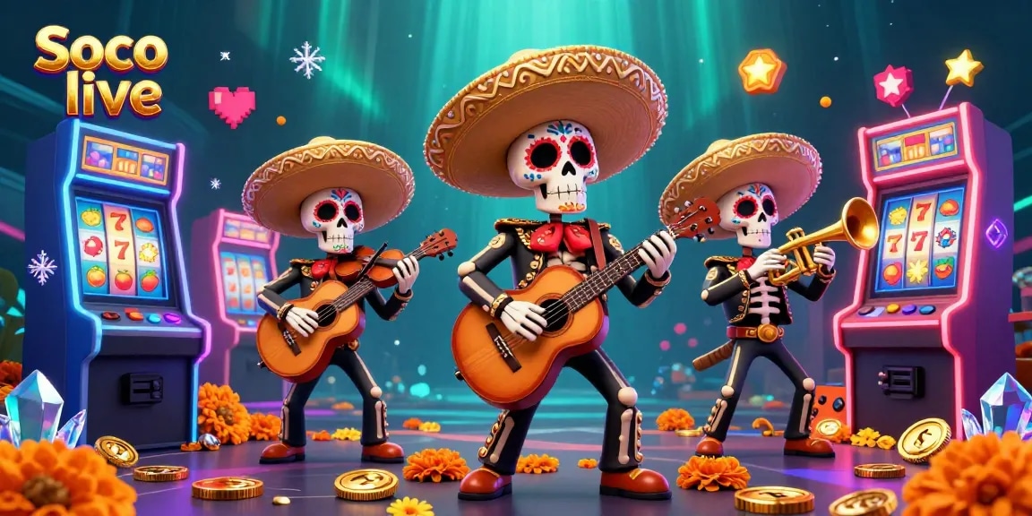 Soco live engagement with a vibrant casino atmosphere featuring a mariachi band and slot machines.