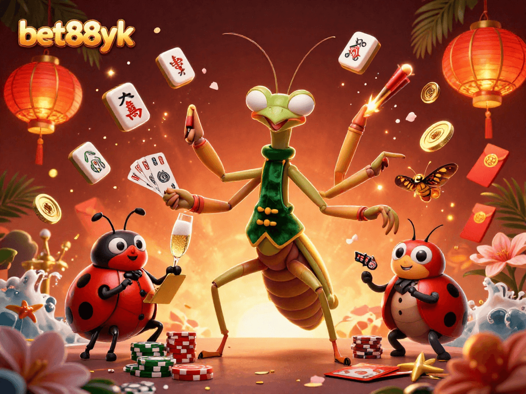 Experience the vibrant world of games at bet88yk, featuring engaging characters amidst dynamic casino elements.