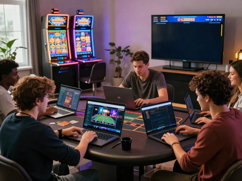 Engaging KU88 online gaming platform environment with diverse players enjoying various games.