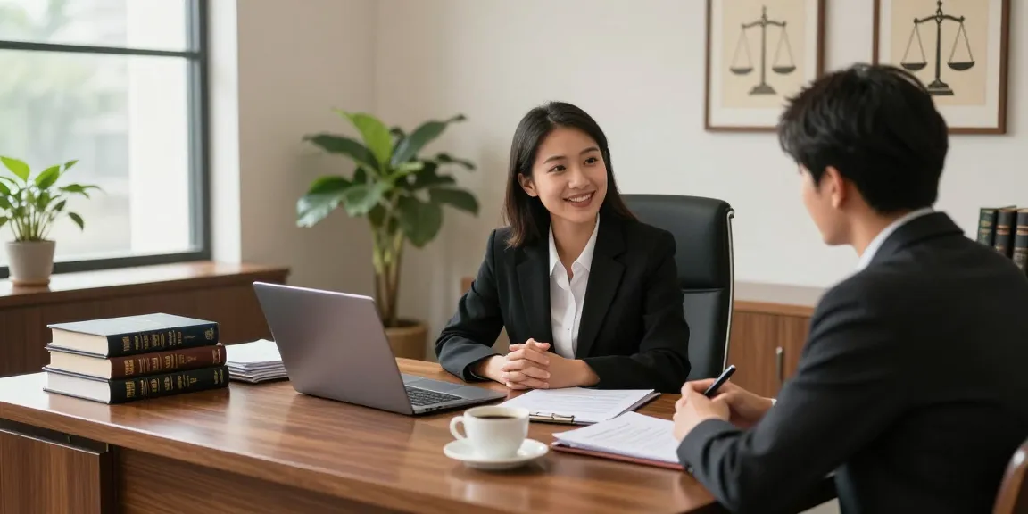 See this page for a welcoming consultation scene in a law office, showcasing lawyer-client interaction.