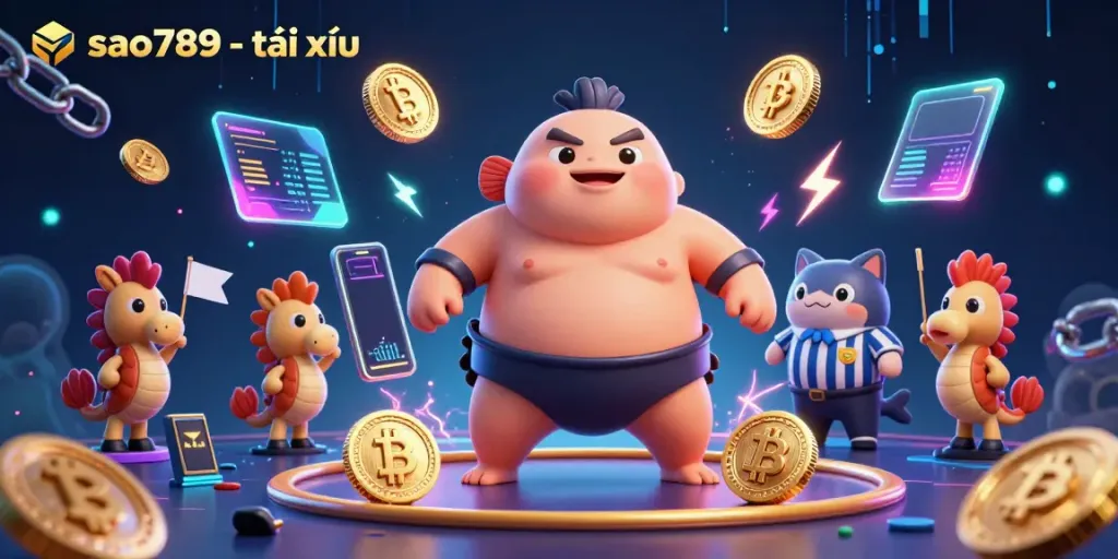 Engage in thrilling gaming action with sao789 - tài xỉu in a vibrant underwater scene featuring animated characters.