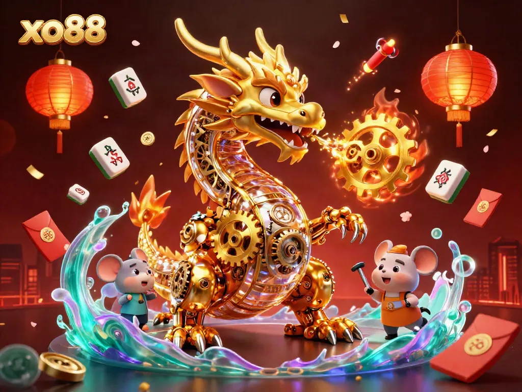 Engage in thrilling gameplay at xo88 with the golden dragon and an array of festive casino elements.