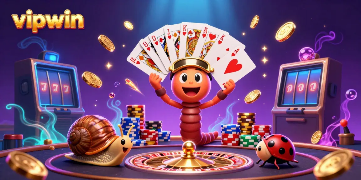 Join the vipwin casino with a vibrant 3D illustration featuring dynamic characters and gaming elements.